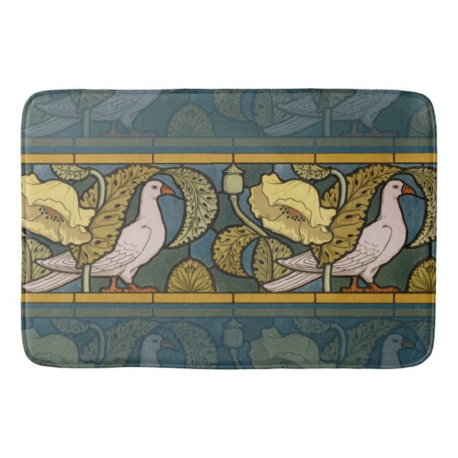 Pigeon Blue Gult Fish Art nouveau Badrumsmatta (Framsidan)