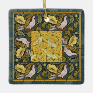 Pigeon Blue Gult Fish Art nouveau Julgransprydnad Keramik