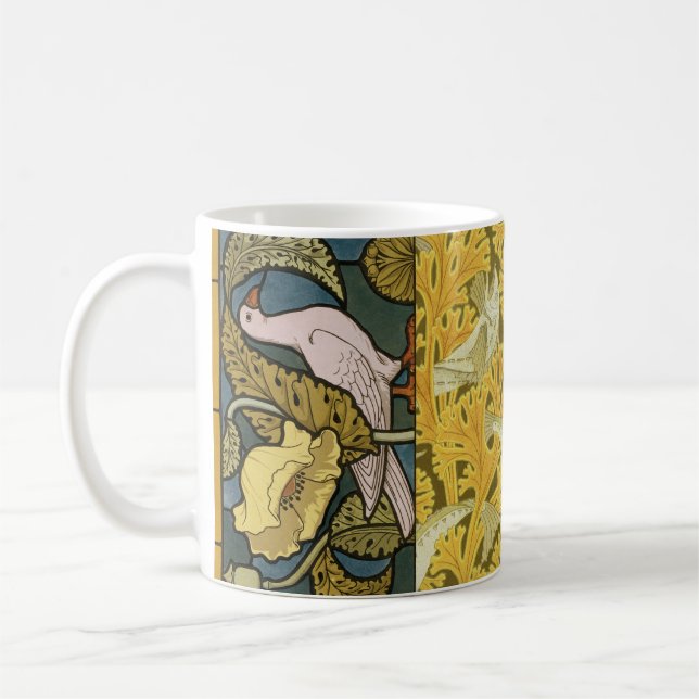 Pigeon Blue Gult Fish Art nouveau Kaffemugg (Vänster)
