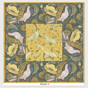 Pigeon Blue Gult Fish Art nouveau Klistermärken