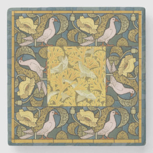 Pigeon Blue Gult Fish Art nouveau Stenunderlägg