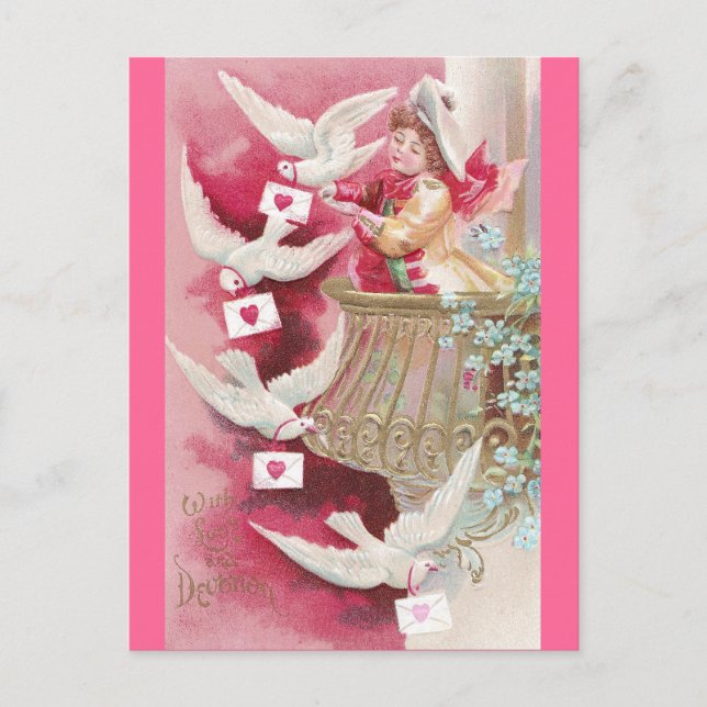 Pigeon-bokförda Valentineser Helg Vykort (Framsida)