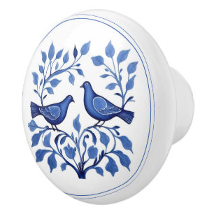 Pigeon Dove Bird par Blue White Delft Knopp