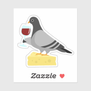 Pigeon Drinking Vin Vinyl Stickers Klistermärken