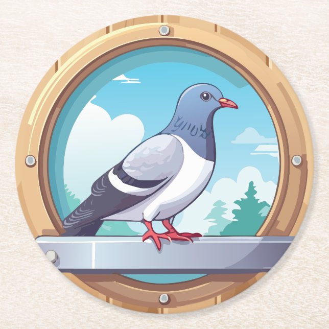 Pigeon Fancier Underlägg Papper Rund (Framsidan)