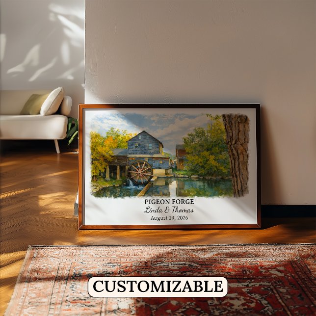 Pigeon Forge Tennessee Affisch, Akvarell, Anpassad Poster (Skapare uppladdad)