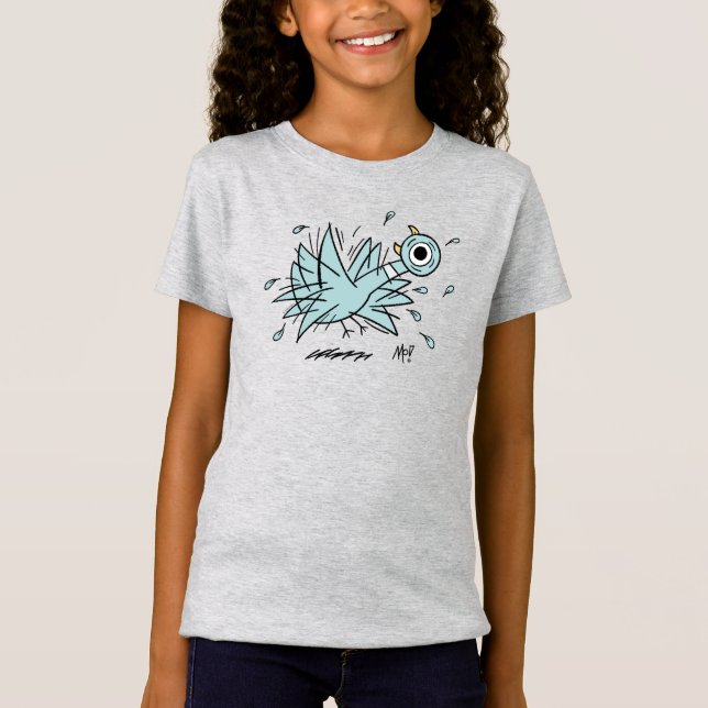 Pigeon Freakout Girls Grått T Shirt (Framsida)