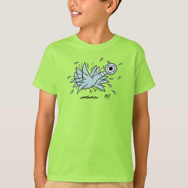 Pigeon Freakout Kids Lime T Shirt (Framsida)