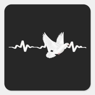 Pigeon Heartslag Fyrkantigt Klistermärke