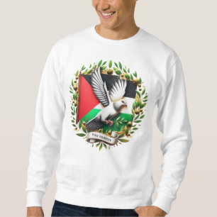 Pigeon Holting-befriat Palestina-Flagga från gren Lång Ärmad Tröja