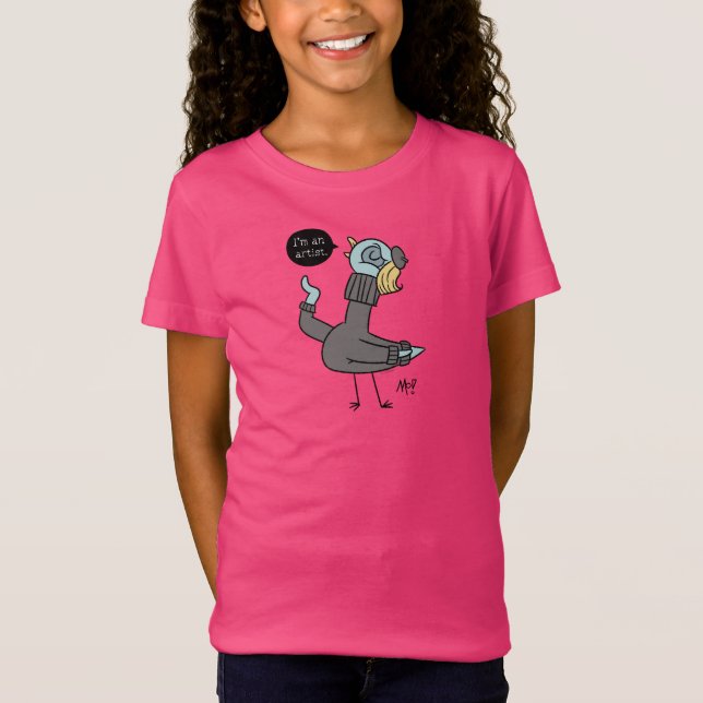 Pigeon I är en artist Girls Rosa T-Shirt (Framsida)
