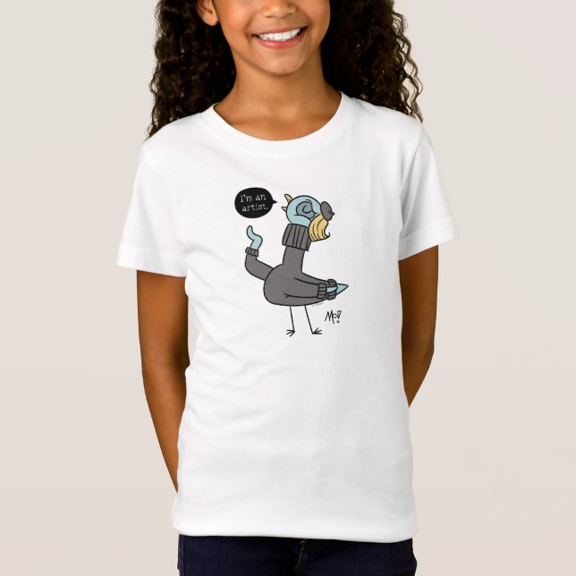 Pigeon I är en artist Girls White T-Shirt (Framsida)
