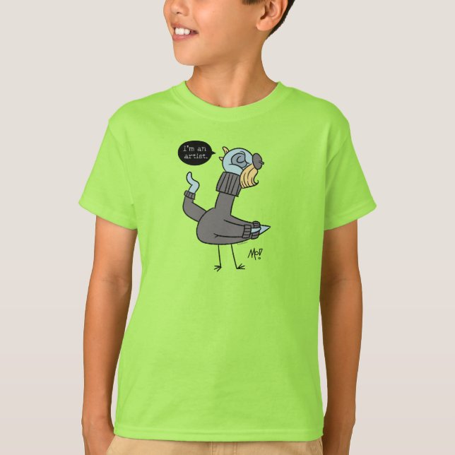Pigeon I är en konstnärer Kids Lime T-Shirt (Framsida)