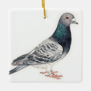 Pigeon II Fågelkonst Julgransprydnad Keramik