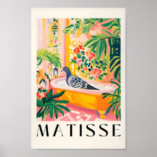 Pigeon in Bathtub Poster, Lusnyj Bathroom Wall Art Poster