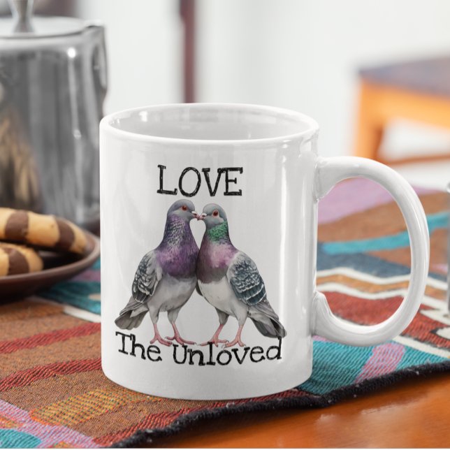 Pigeon Kärlek de Oälskade Urban Feral Birds Kaffemugg (Skapare uppladdad)