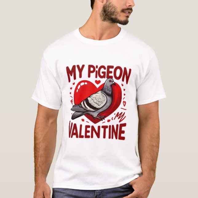 Pigeon Kärlek - min Valentine är en fäderad vän T Shirt (Framsida)