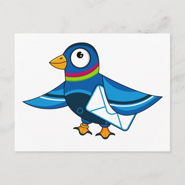 Pigeon med postkuvertkort vykort (Framsida)