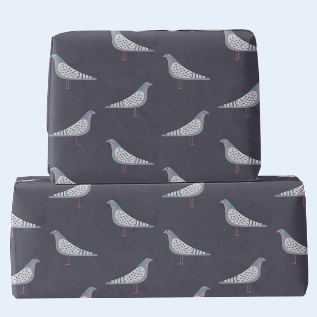 Pigeon Mönster Presentpapper (Fun pigeon bird pattern dark gift wrapping paper)