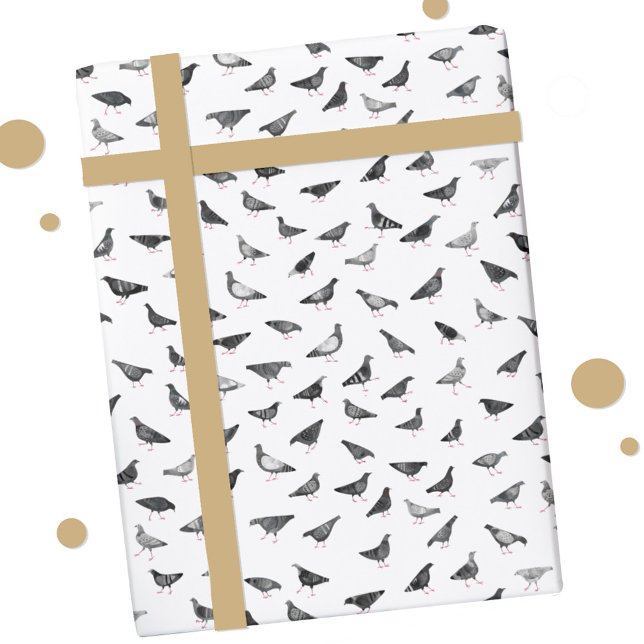 Pigeon Mönster Presentpapper (Fun pigeon bird pattern gift wrapping paper roll)