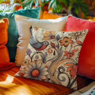 Pigeon och Blommigt Design Summer Kudde