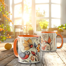Pigeon och Floral Design, eget namn Sommaren Mugg