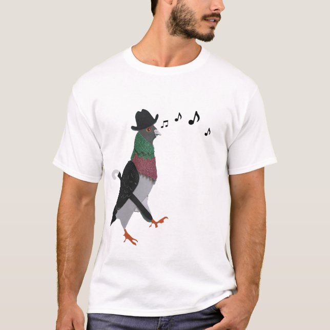 Pigeon Om Town Funny T Shirt (Framsida)