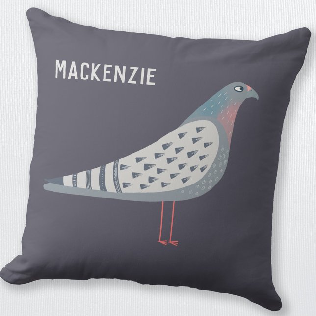 Pigeon-Personlig Kudde (Personalized custom name pigeon bird throw pillow)