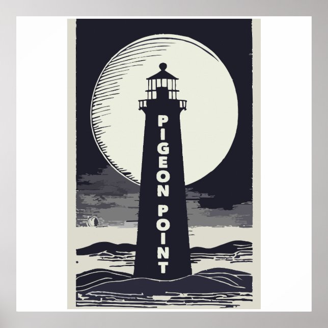 Pigeon Point Lighthouse California Måne Poster (Framsidan)