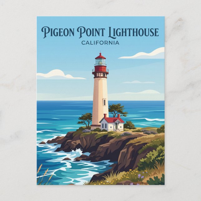 Pigeon Point Lighthouse Kalifornien Vykort (Framsida)
