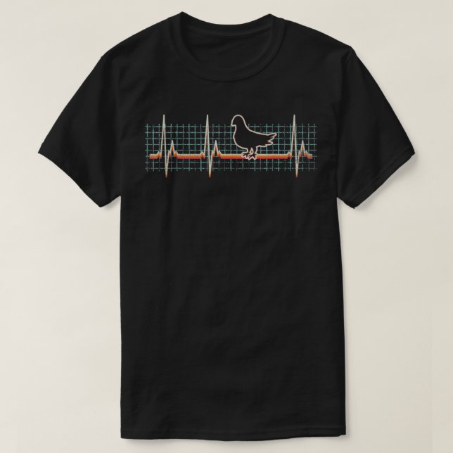Pigeon Retro Heartbeat 80s Style Gift  T Shirt (Design framsida)