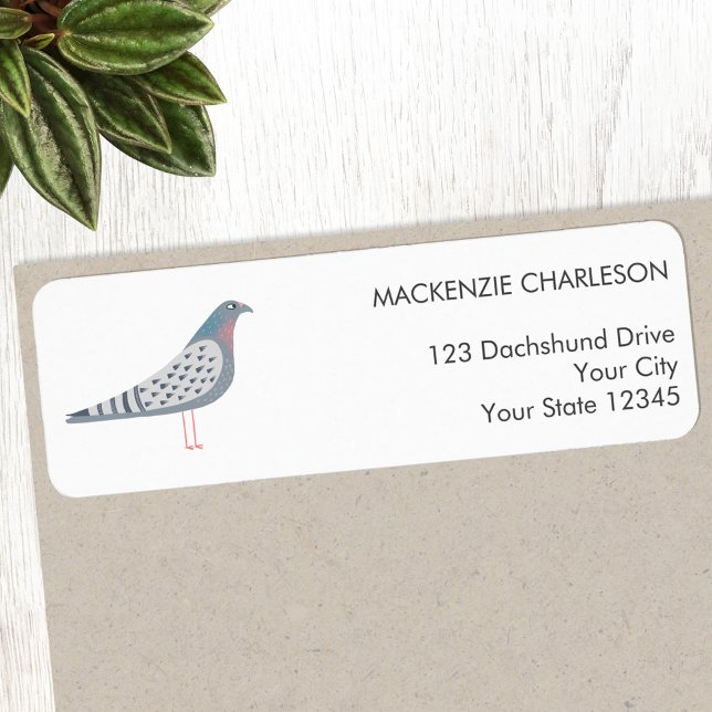 Pigeon-Returadress Returadress Etikett (Fun homing pigeon bird themed personalized return address sticker label)
