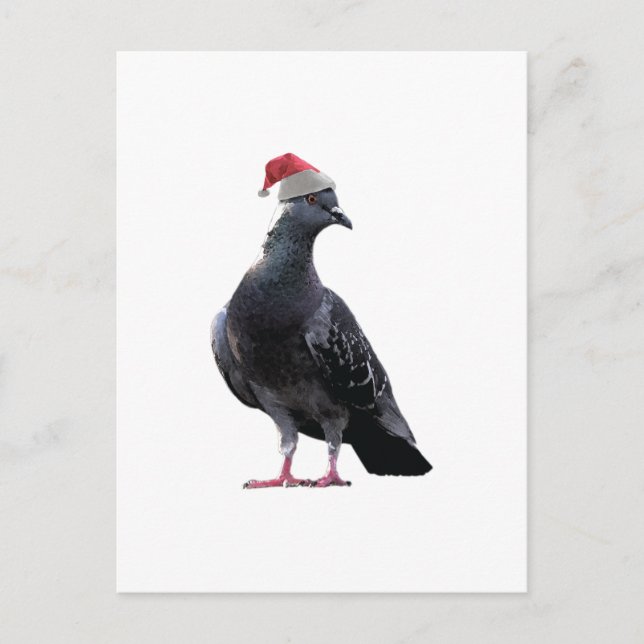 Pigeon Santa Hat Helg Vykort (Framsida)
