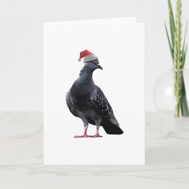 Pigeon Santa Hat Helgkort (Framsida)
