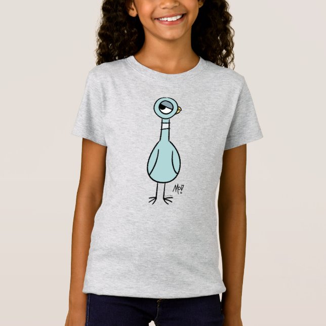 Pigeon Side Öga Girls Grått T Shirt (Framsida)