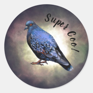 Pigeon, toppen coo! Klassisk rund etikett