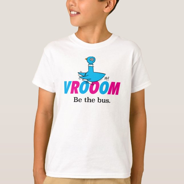 Pigeon Vroom Kids White T Shirt (Framsida)