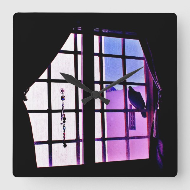 Pigeon-vy Fyrkantig Klocka (Framsida)