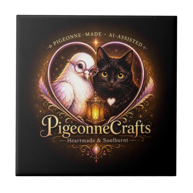 PigeonneCrafts Hantverkad  Kakelplatta (Framsidan)