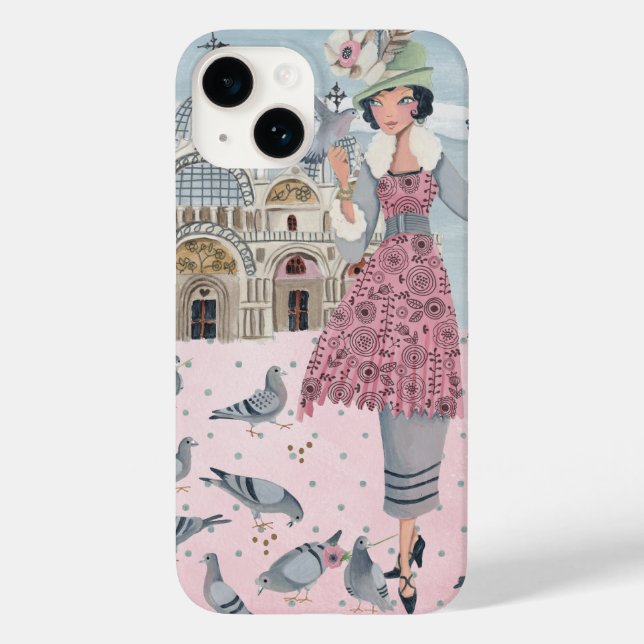 Pigeons Girl i Venedig Italien | Iphone 7 + Fodral (Baksida)