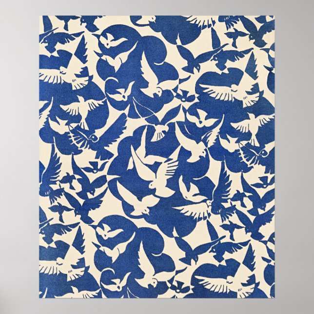 Pigeons in White and Blue Poster (Framsidan)