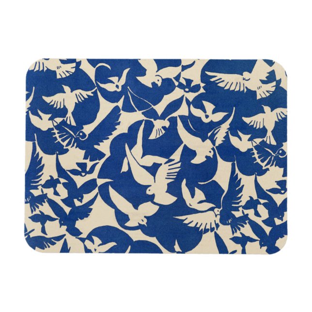 Pigeons in white and blue Rijksmuseum Amsterdam Magnet (Horisontell)