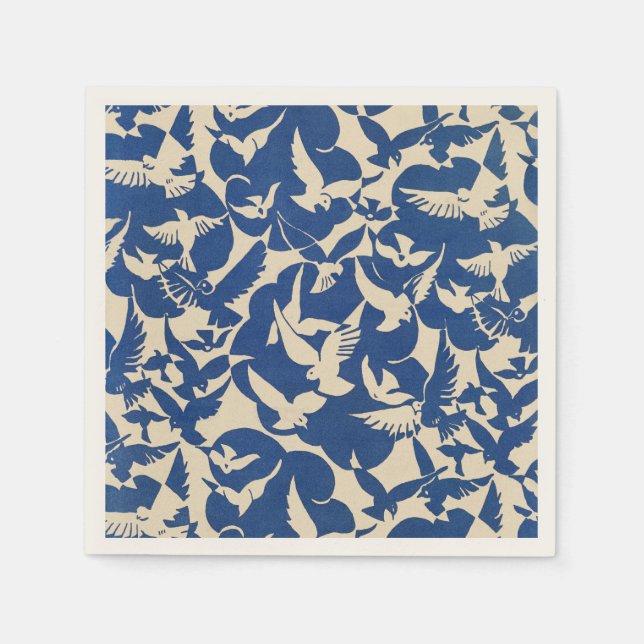 Pigeons in white and blue Rijksmuseum Amsterdam Pappersservett (Framsidan)