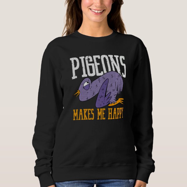Pigeons Makes Me Happy Flying Animal Pigeon   T Shirt (Framsida)