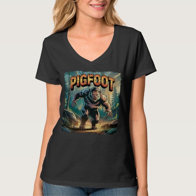 Pigfoot Illustration Combo Creature Funny T Shirt (Framsida)