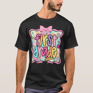 Pigg 1:a klass läraren Groovy Blommig Coquette T Shirt