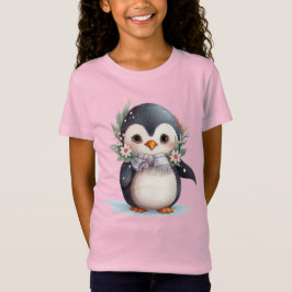 Piggande Penguin jul Kids' Shirt - Cute Julafton T Shirt
