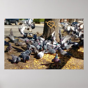 Pigger som samlas runt Träd med hjärta Poster