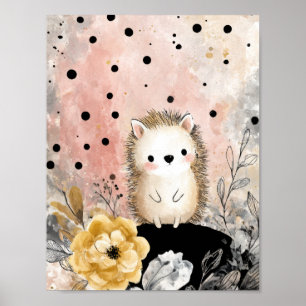 Pigghaj Fantasifull Blommig Akvarellkonst Poster