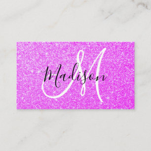 Pigglig och Glam Lila Lila Glitter Glitter Monogra Visitkort